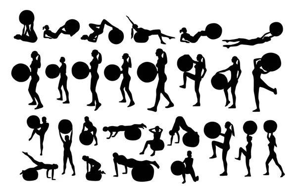 Силуэт фитнеса — стоковый вектор