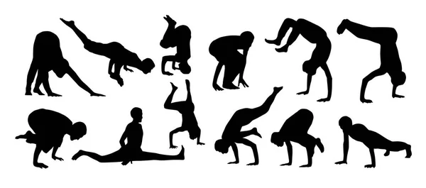 Patrón Con Siluetas Personas Haciendo Yoga Fondo Blanco Ilustración Vectorial — Archivo Imágenes Vectoriales