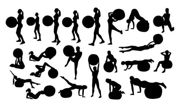 Silueta de fitness hombre — Stockvector