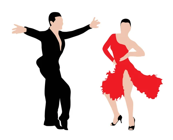 Danse couple silhouettes — Image vectorielle