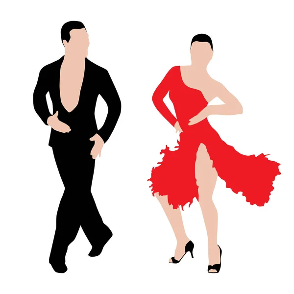 Danse couple silhouettes — Image vectorielle