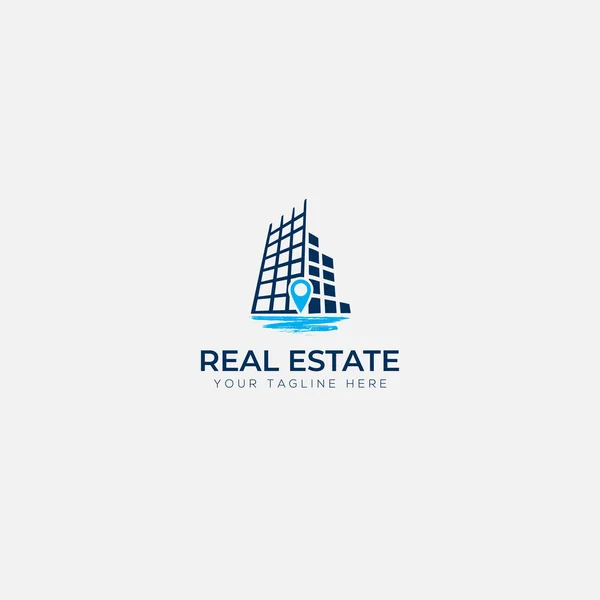 Real estate and river logo deigns modern building — Stock Vector