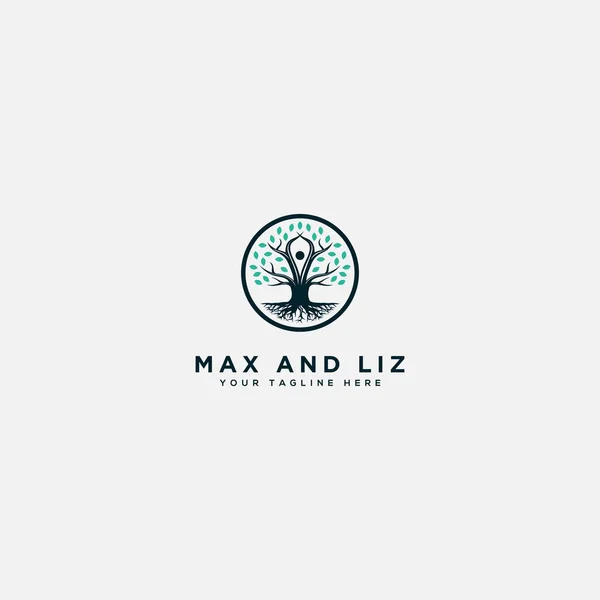 Logotipo de árbol vibrante abstracto Max y liz — Vector de stock
