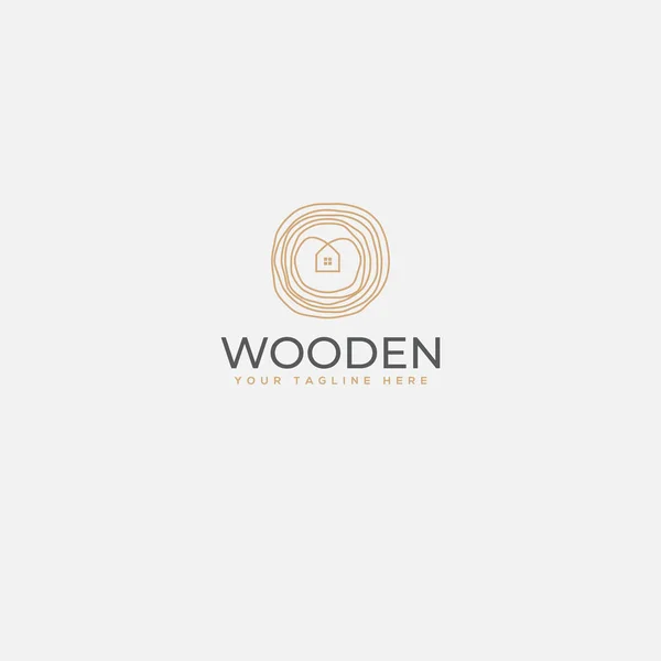 Minimalistyczne drewniane logo domu, domu i drewna — Wektor stockowy