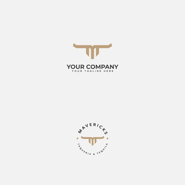 Logotipo da carta TM, logotipo do touro, logotipo do touro da cabeça, logotipo do TM do monograma — Vetor de Stock