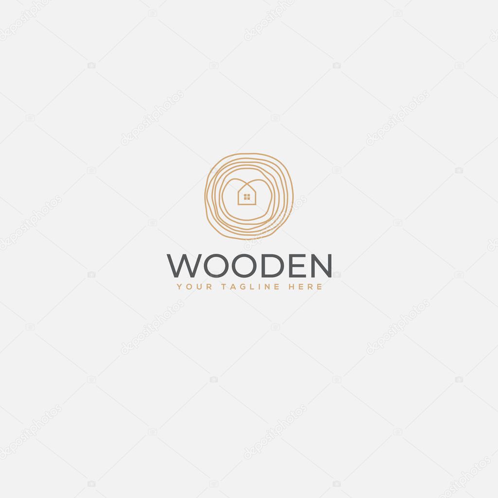 Minimalist wooden home logo, home and wood logo