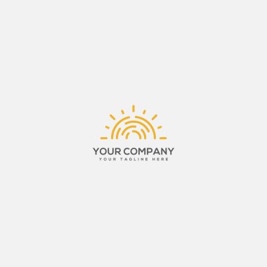 Güneş kremi logosu, güneş ve yangın logosu, ten koruma logosu, güneş hattı sanatı.