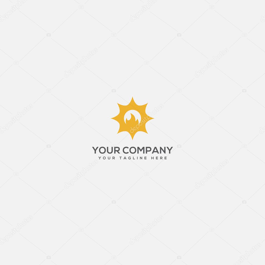 Sunblock logo, sun and fire logo, skin protect logo