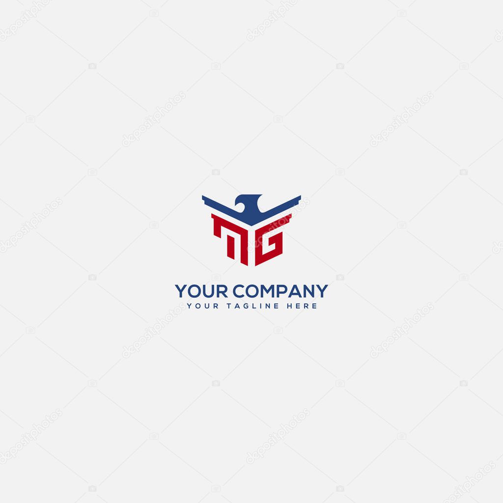 Strong MG logo, eagle and letter MG. wings eagle logo