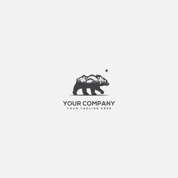 bear and mountain mascot logo, bear and landscape, outdoor