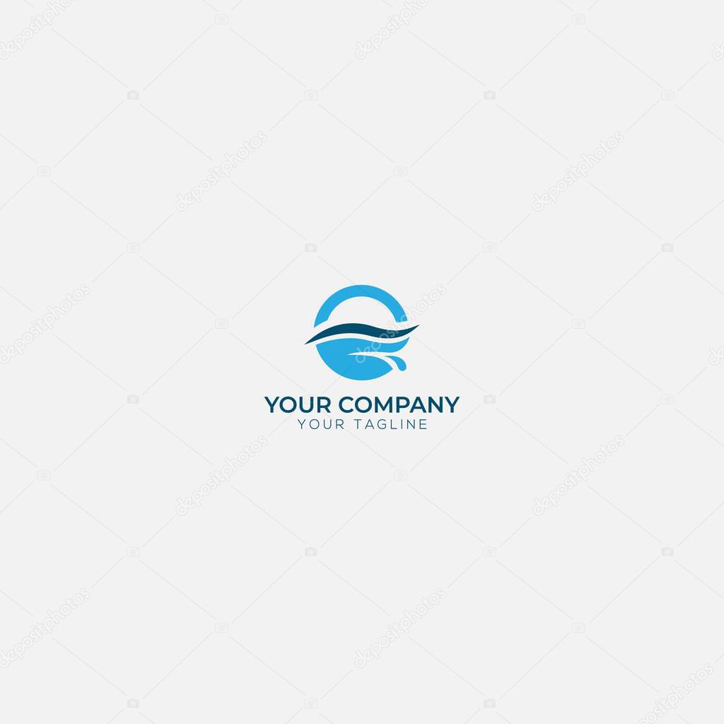Swimming pool constructions modern blue logo
