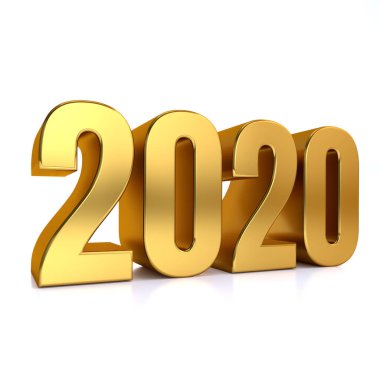 Mutlu yıllar 2020. Altın 3D sayılar