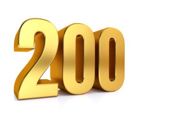 Beyaz arkaplanda 200 numara ve metin için sağ tarafta kopyalama alanı