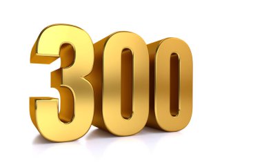 Beyaz arkaplanda 300 numara ve metin için sağ tarafta kopyalama alanı