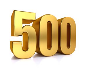 Beyaz arkaplanda 500 numara ve metin için sağ tarafta kopyalama alanı