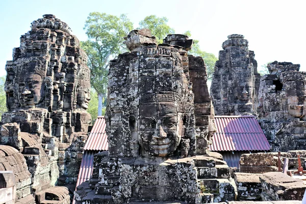 Uitzicht Tempels Oude Gebouwen Cambodja Omgeven Door Regenwoud — Stockfoto