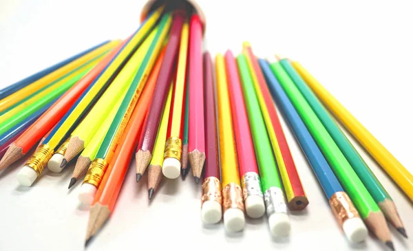 Set Colored Pencils View Light Background Palette Texture — Stock Photo, Image