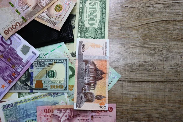 Hintergrund Banknoten Geld Liegt Auf Dem Tisch Bargeldrechnung Stillleben Und — Stockfoto