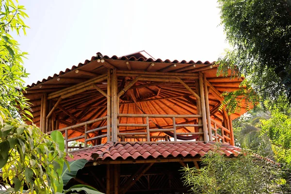 Bungalow Nos Trópicos Tecnologia Construção Bambu — Fotografia de Stock