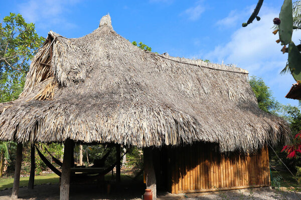 Ecologia House made of bamboo, reed and wood, in the mountains of Colombia.