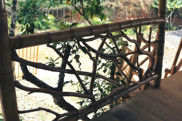 Ekologia Dom Wykonany Bambusa Trzciny Drewna Górach Kolumbii — Zdjęcie stockowe