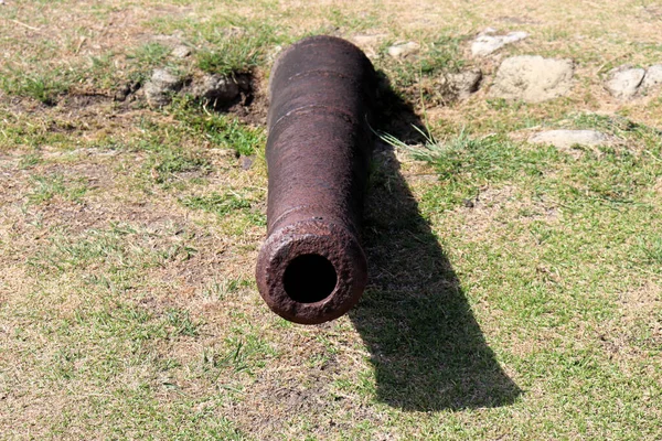 Antico Forte Artiglieria Sui Caraibi Vicino Canale Panama Vecchi Cannoni — Foto Stock