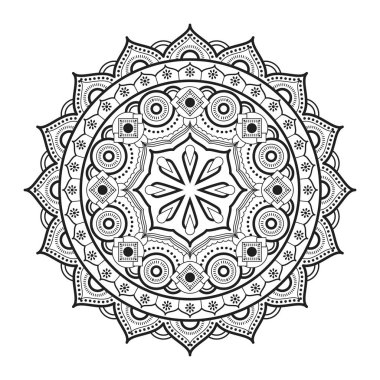 Siyah ve Beyaz Soyut İslami Mandala Sanatı