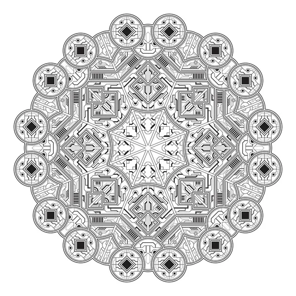 ARTE DA MANDALA ISLÂMICA DE ABSTRACTOS PRETO E BRANCO — Vetor de Stock