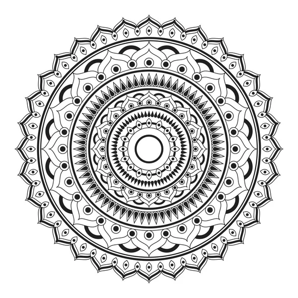 Schwarz-weiße abstrakte islamische Mandala-Kunst — Stockvektor