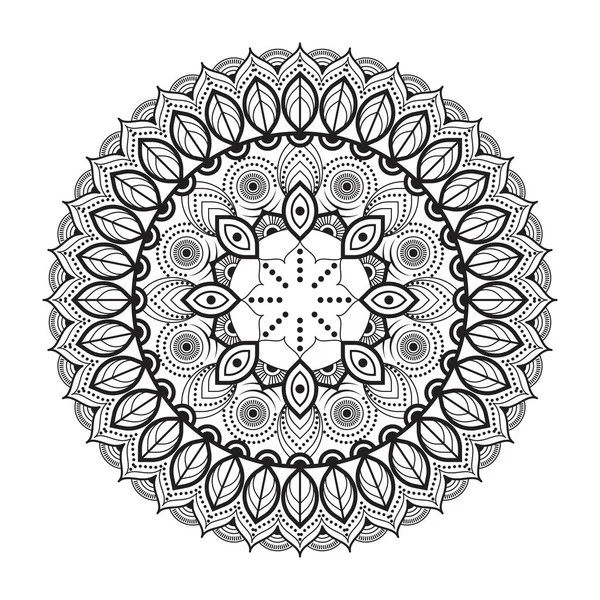 Black and White Streszczenie Islamska Mandala Art — Wektor stockowy