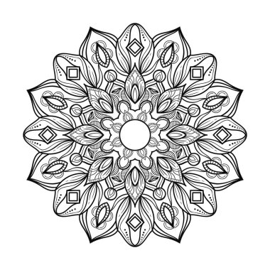 Soyut Siyah ve Beyaz Mandala Sanat Ana Hattı Biçimi