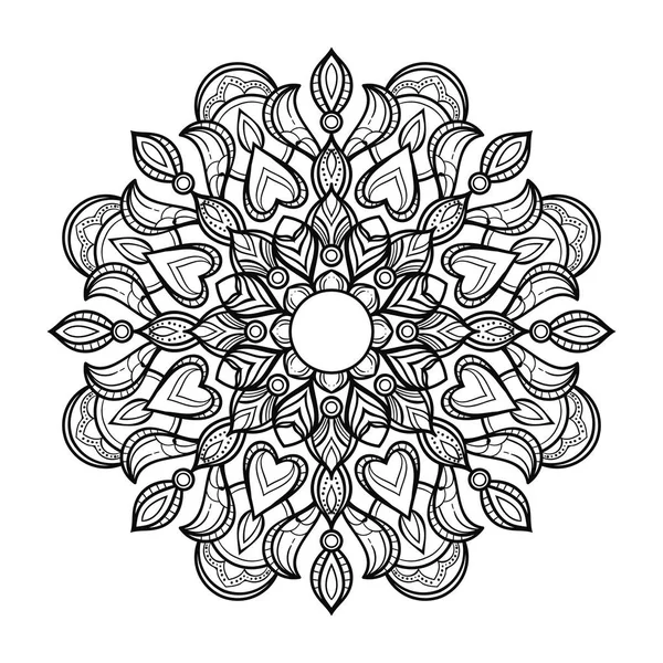 ABSTRACT BLACK AND WHITE MANDALA ART OUTLINE STYLE — Stock Vector