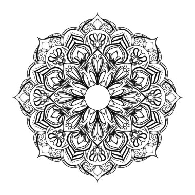 Soyut Siyah ve Beyaz Mandala Sanat Ana Hattı Biçimi