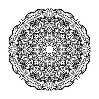 Soyut Siyah ve Beyaz Mandala Sanat Ana Hattı Biçimi