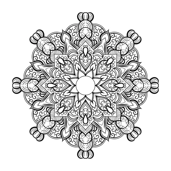 Abstrakte Schwarz-Weiß-Mandala-Kunst umreißt Stil — Stockvektor