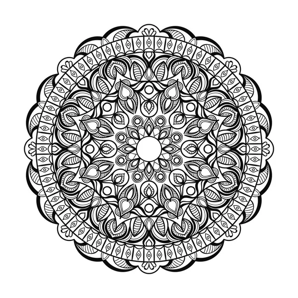 ABSTRAK HITAM DAN PUTIH MANDALA ART OUTLINE STYLE - Stok Vektor