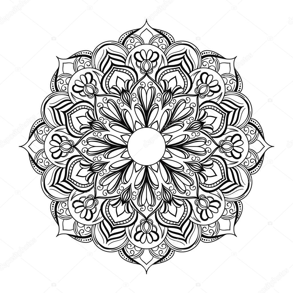ABSTRACT BLACK AND WHITE MANDALA ART OUTLINE STYLE