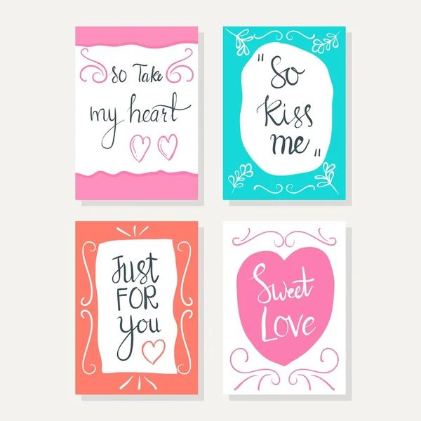 Colección de tarjetas de Día de San Valentín de mano dulce — Vector de stock