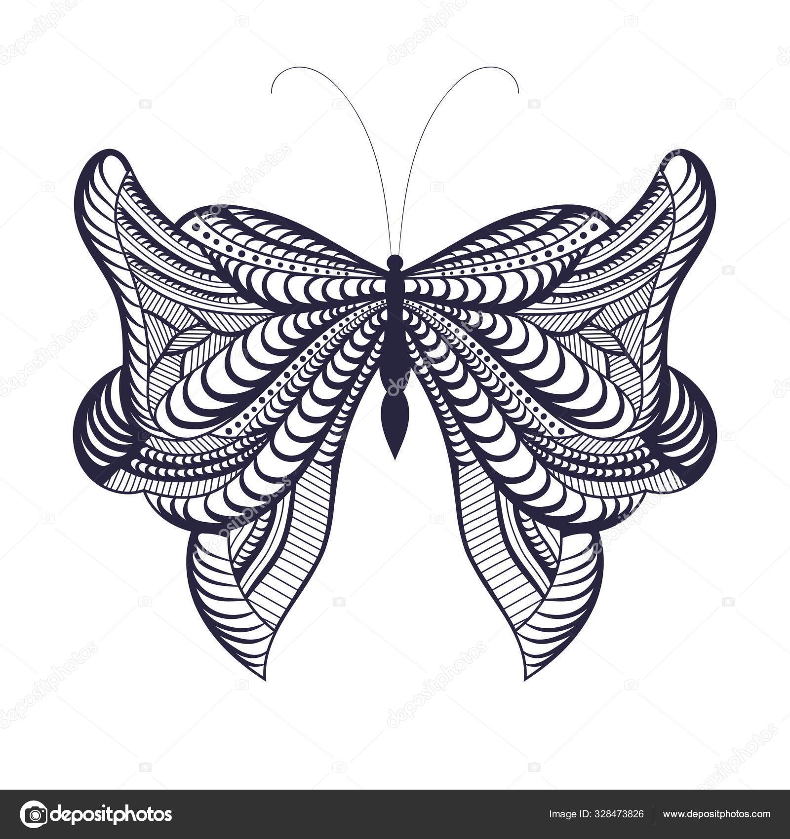 Vintage Black And White Butterfly Art Stock Vector C Lohjinawi