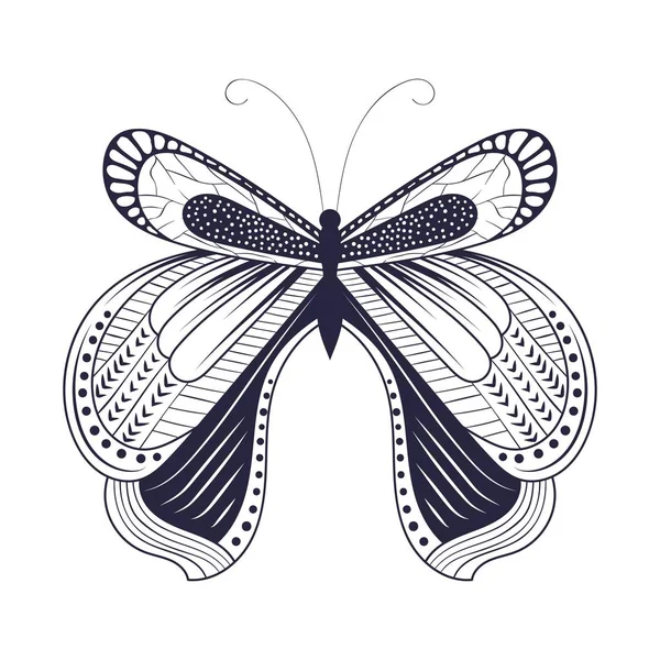 VINTAGE BLACK AND WHITE BUTTERFLY ART — Stock Vector