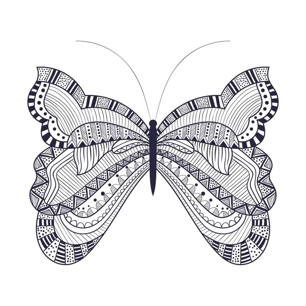 Arte de las mariposas blancas y negras — Vector de stock