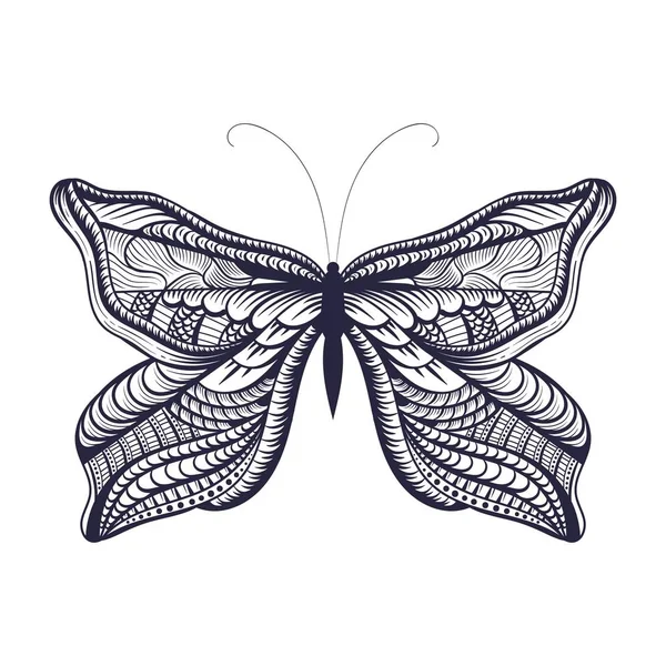 Arte de las mariposas blancas y negras — Vector de stock