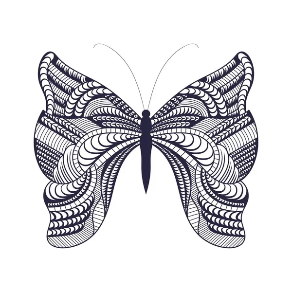 Arte de las mariposas blancas y negras — Vector de stock