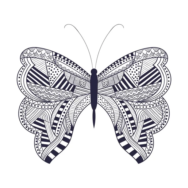 Vintage czarny i biały motyl sztuki — Wektor stockowy