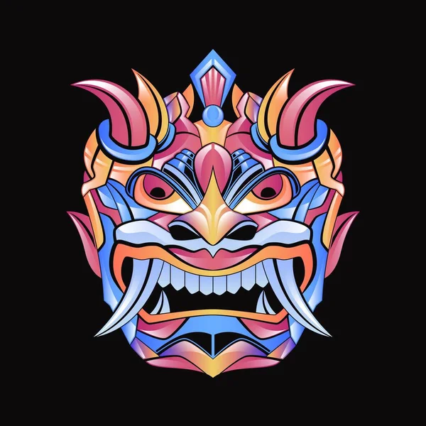 Abstract Colorful Warrior Mask Tervezés Gradiens Színnel — Stock Vector