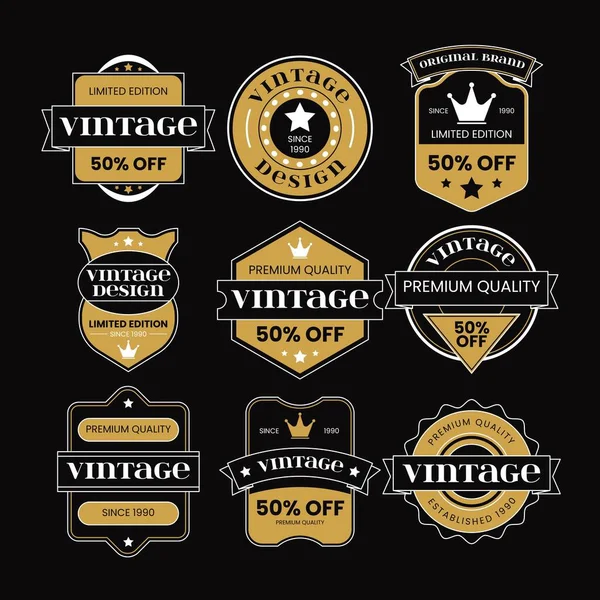 Set Retro Vintage Badge Label — Stockový vektor