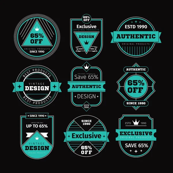 Set Retro Vintage Badge Label — Stock Vector