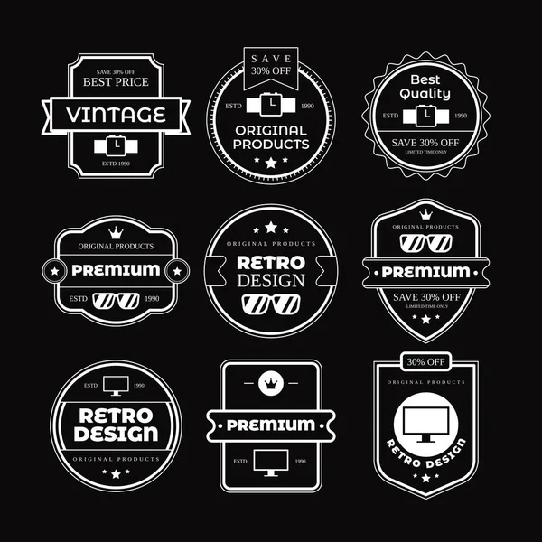 Set Retro Vintage Badge Label — Stockový vektor