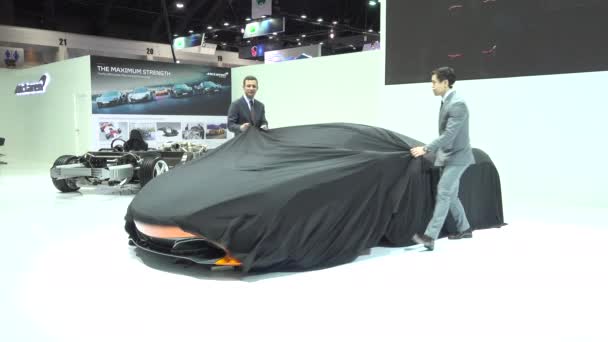 28 marzo 2017. Bangkok, Tailandia. Coches Lamborghini en exhibición en el 38º Salón Internacional del Automóvil de Bangkok en el Centro de Impacto . — Vídeos de Stock