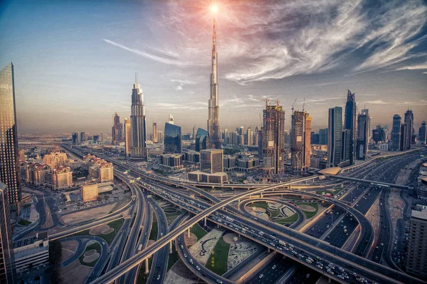 Dubai city von oben gesehen — Stockfoto